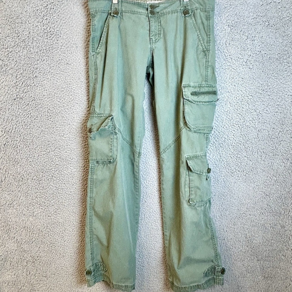 Vintage Y2K Woman's Olive Low Rise L.e.i Multi Pocket Cargo Hiking Pants Sz 9(34